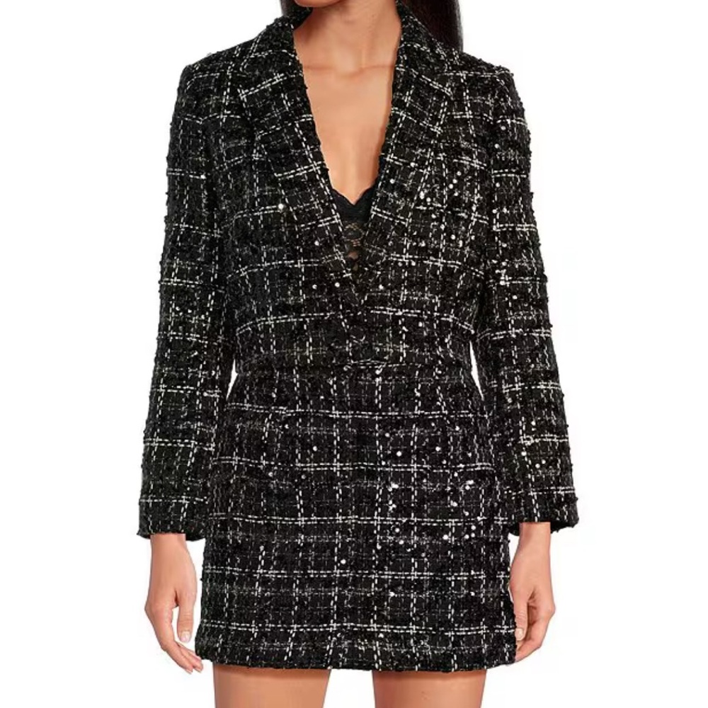 Gianni Bini Black and White Plaid Blazer